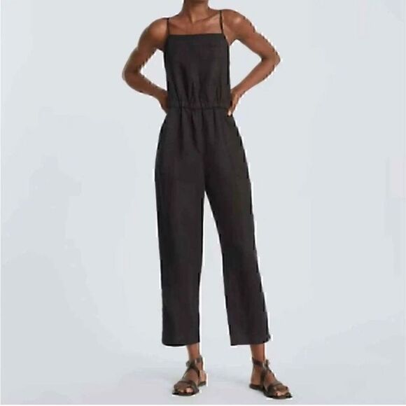 Everlane Pants - NWT Everlane 100% Linen The Shoestring Apron Jumpsuit Black XXS Sustainable